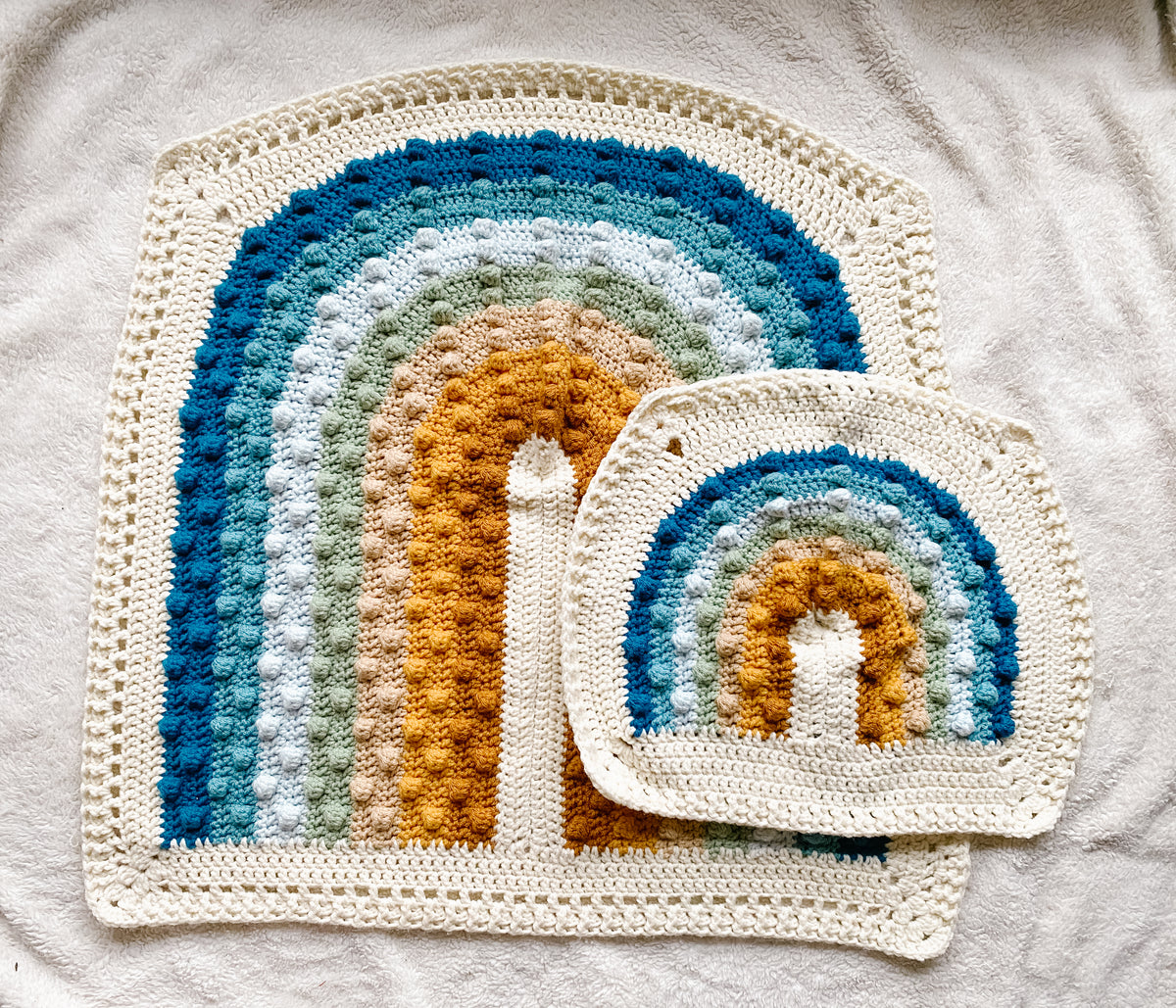 Rainbow Bobbles Crochet top baby nursery blanket