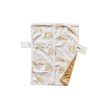 Load image into Gallery viewer, Gold/Grey/Stone Rainbows Minky Blanket // Small Lovey Size