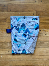 Load image into Gallery viewer, Blue “Call of the Mountains” Minky Blanket // Small Lovey Size