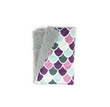 Load image into Gallery viewer, Purple/Mint Mermaid Scales Minky Blanket - Baby Blanket Size