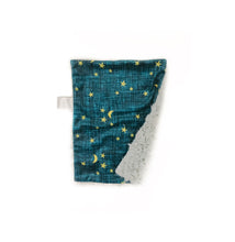 Load image into Gallery viewer, Blue Linen Stars Minky Blanket // Small Lovey Size